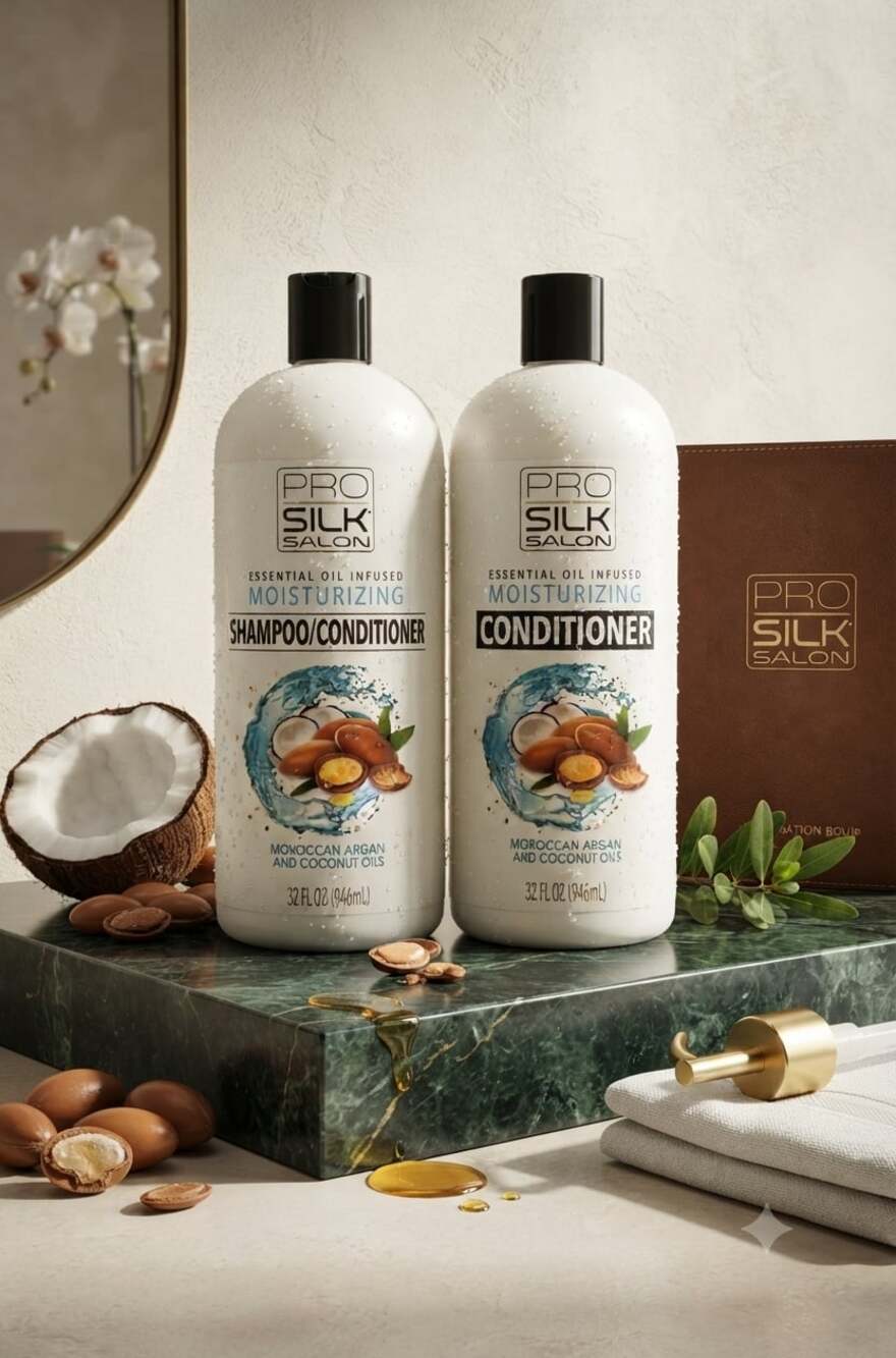 Pro Silk Salon Essential Oil Infused Moisturizing Shampoo and Conditioner Set (2